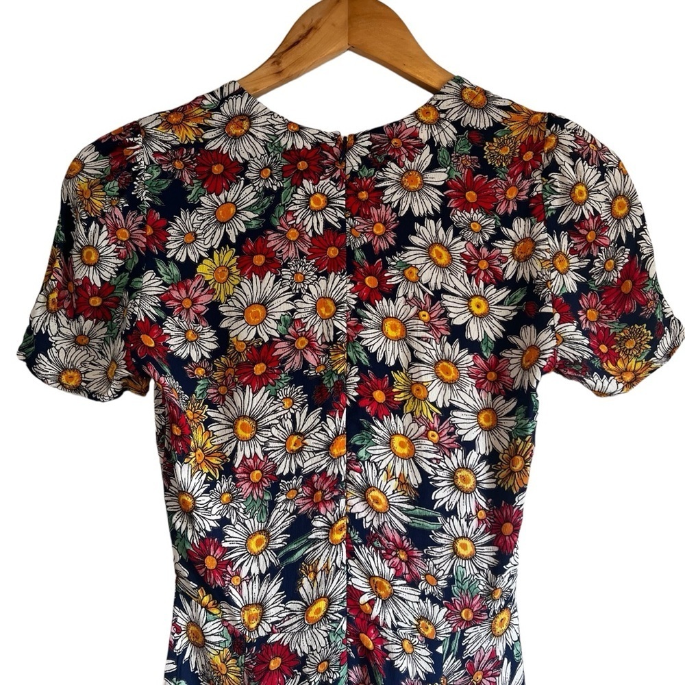 Reformation daisy print lace up fit and flare mini dress size 2 good condition - Picture 8 of 14